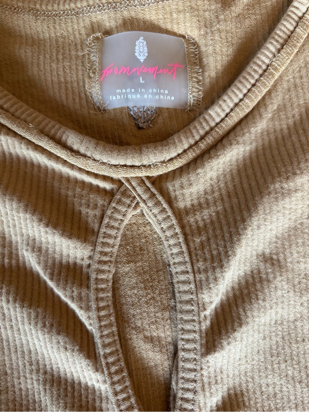 NWT Free People FP Movement Tan Ribbed Cutout Crop Tank Sz L - Picture 4 of 7